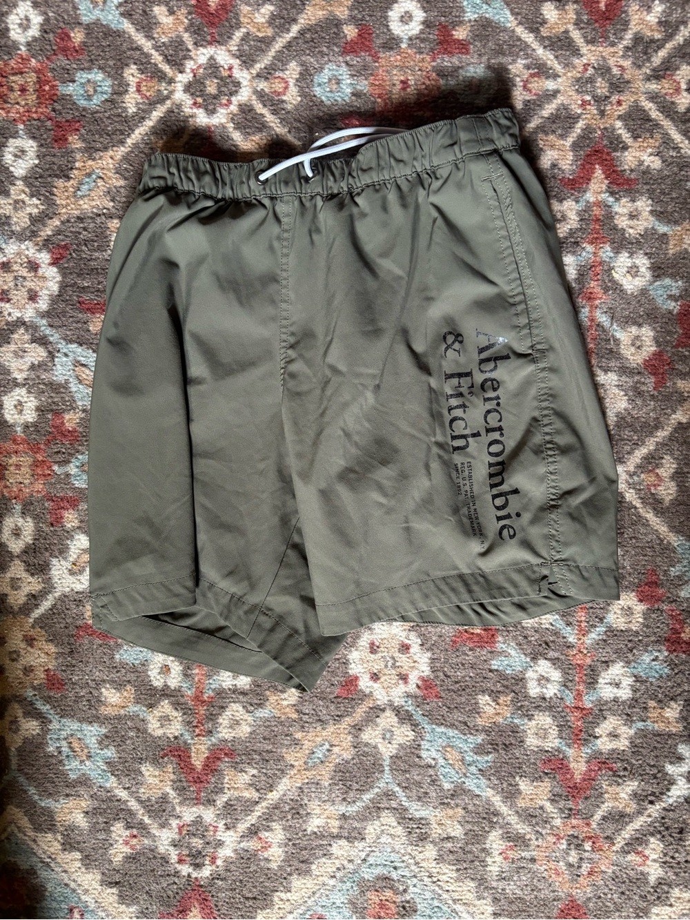 Abercrombie & Fitch Olive Green Athletic Shorts with Drawstring